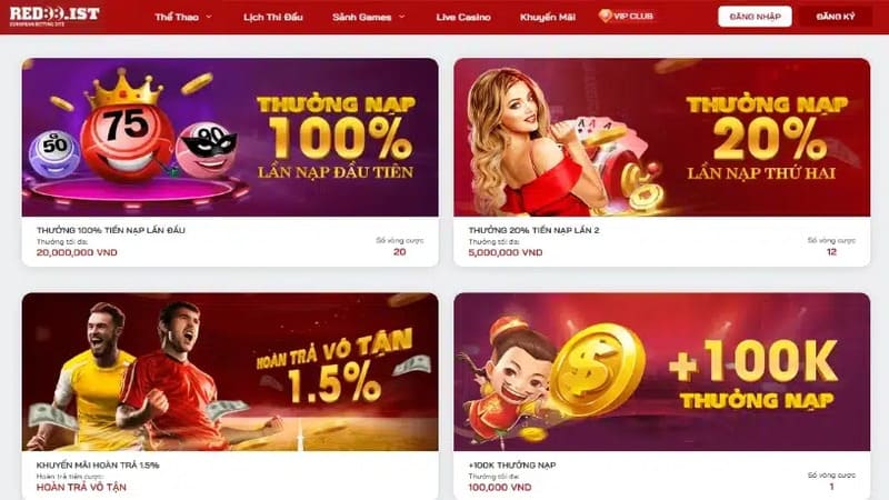 Các chương trình ưu đãi Red88 nổi bật